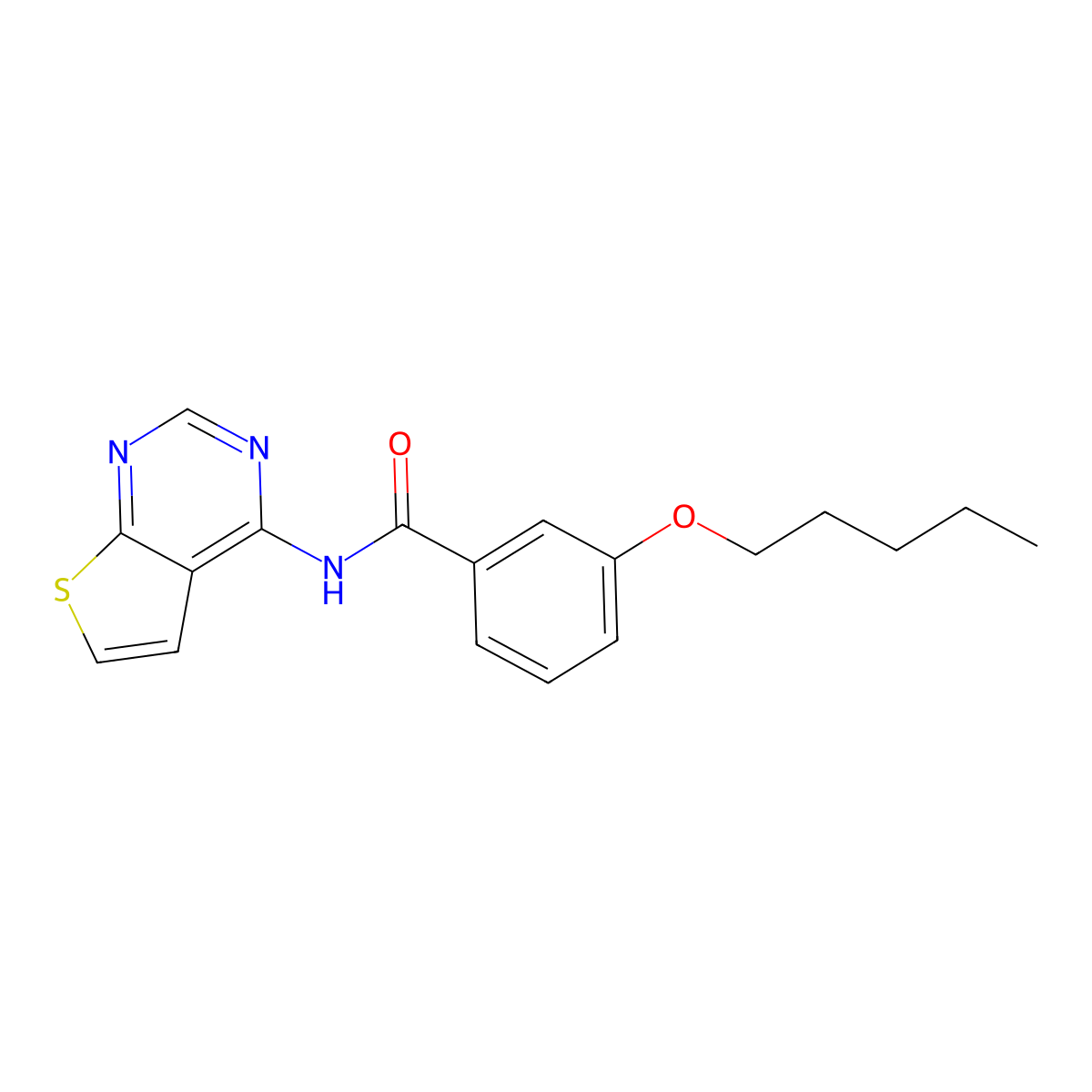 3-(Pentyloxy)-N-{thieno[2,3-D]pyrimidin-4-YL}benzamide molecular structure, CAS 1004053-46-6