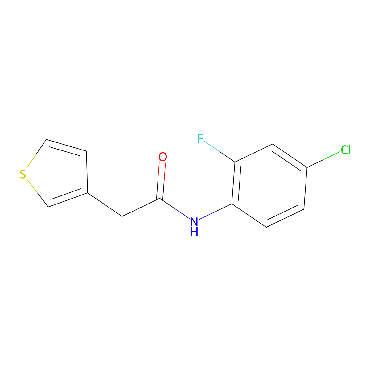 N-(4-chloro-2-fluorophenyl)-2-(thiophen-3-yl)acetamide molecular structure, CAS 1004075-19-7