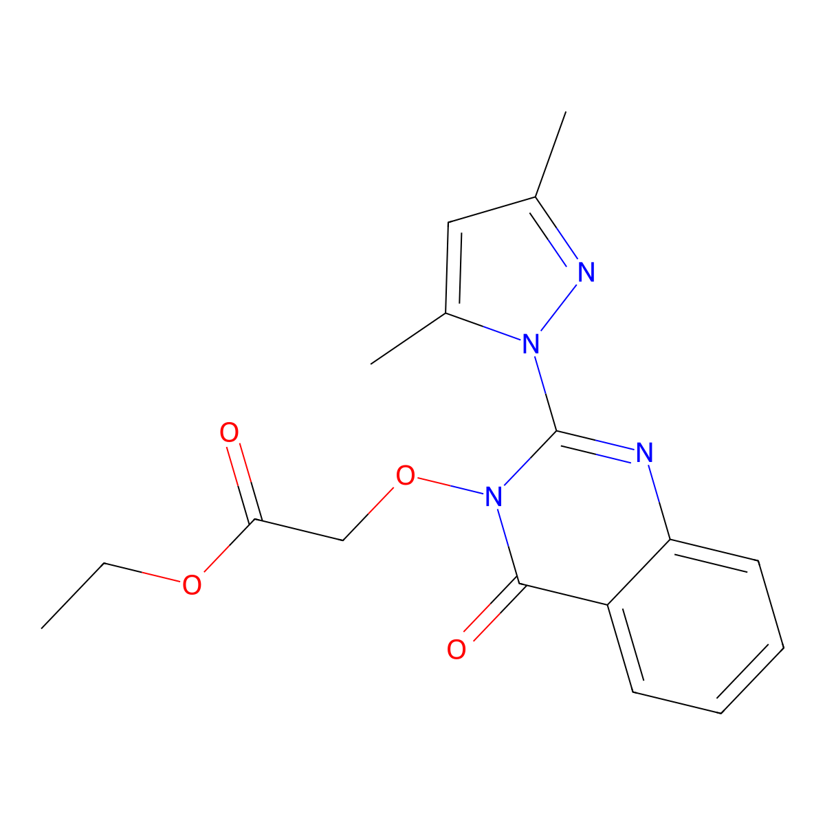 Ethyl 2-[2-(3,5-dimethylpyrazol-1-yl)-4-oxoquinazolin-3-yl]oxyacetate molecular structure, CAS 1004097-12-4