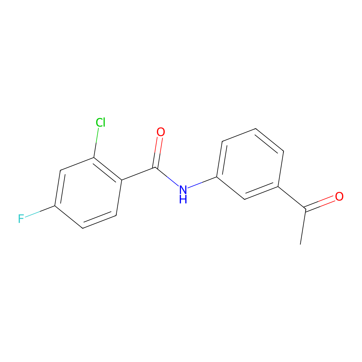 N-(3-acetylphenyl)-2-chloro-4-fluorobenzamide molecular structure, CAS 1004109-15-2