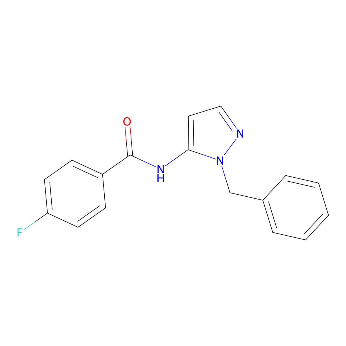 N-(1-benzyl-1H-pyrazol-5-yl)-4-fluorobenzamide molecular structure, CAS 1004141-00-7