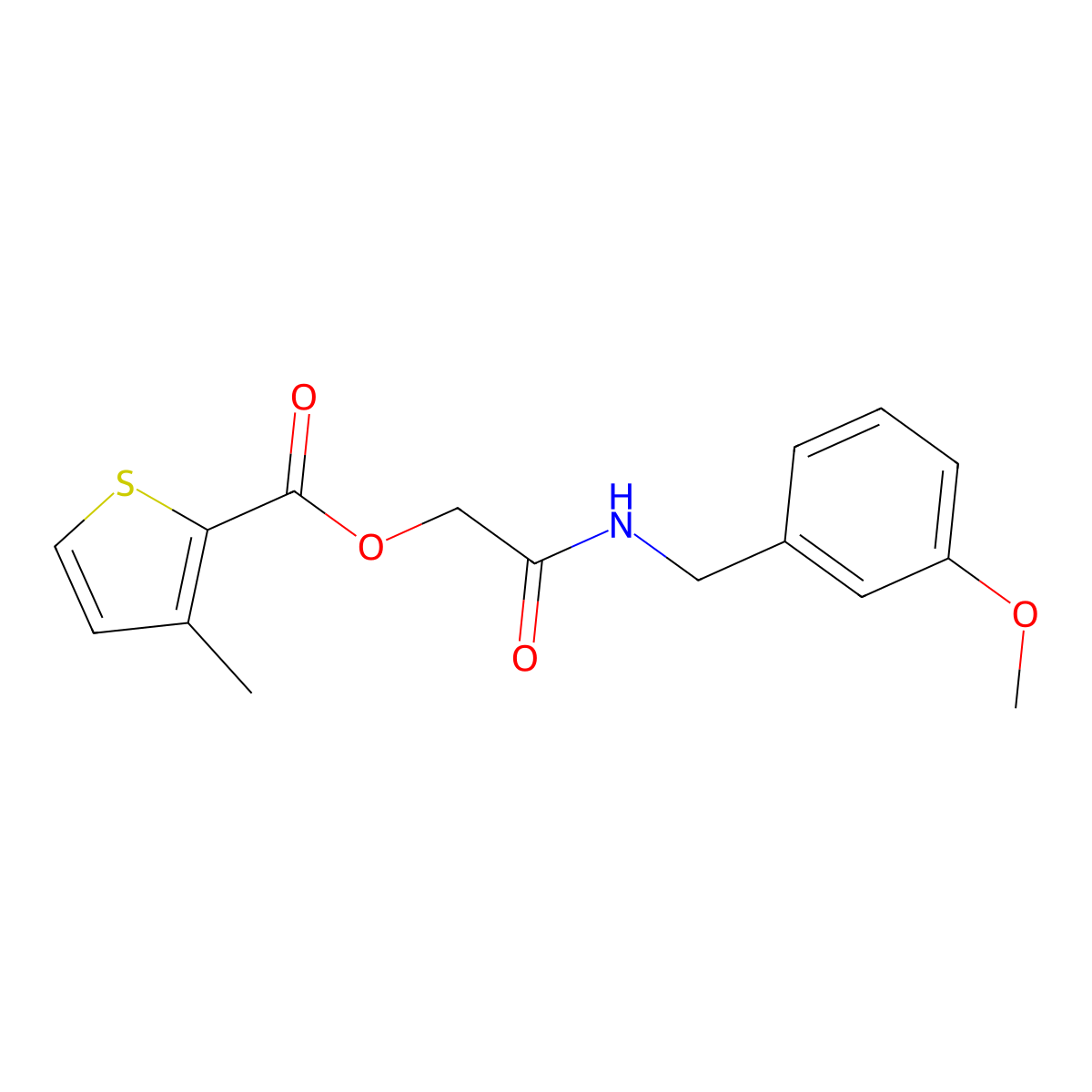 2-((3-Methoxybenzyl)amino)-2-oxoethyl 3-methylthiophene-2-carboxylate molecular structure, CAS 1004159-06-1