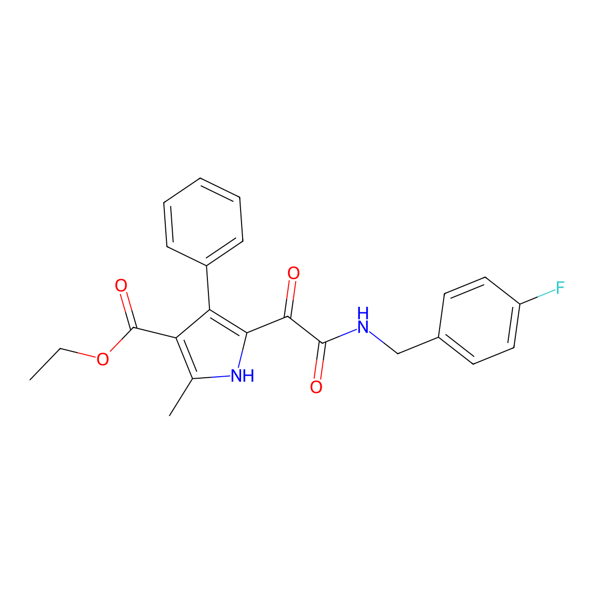 ethyl 5-(2-((4-fluorobenzyl)amino)-2-oxoacetyl)-2-methyl-4-phenyl-1H-pyrrole-3-carboxylate molecular structure, CAS 1004172-36-4