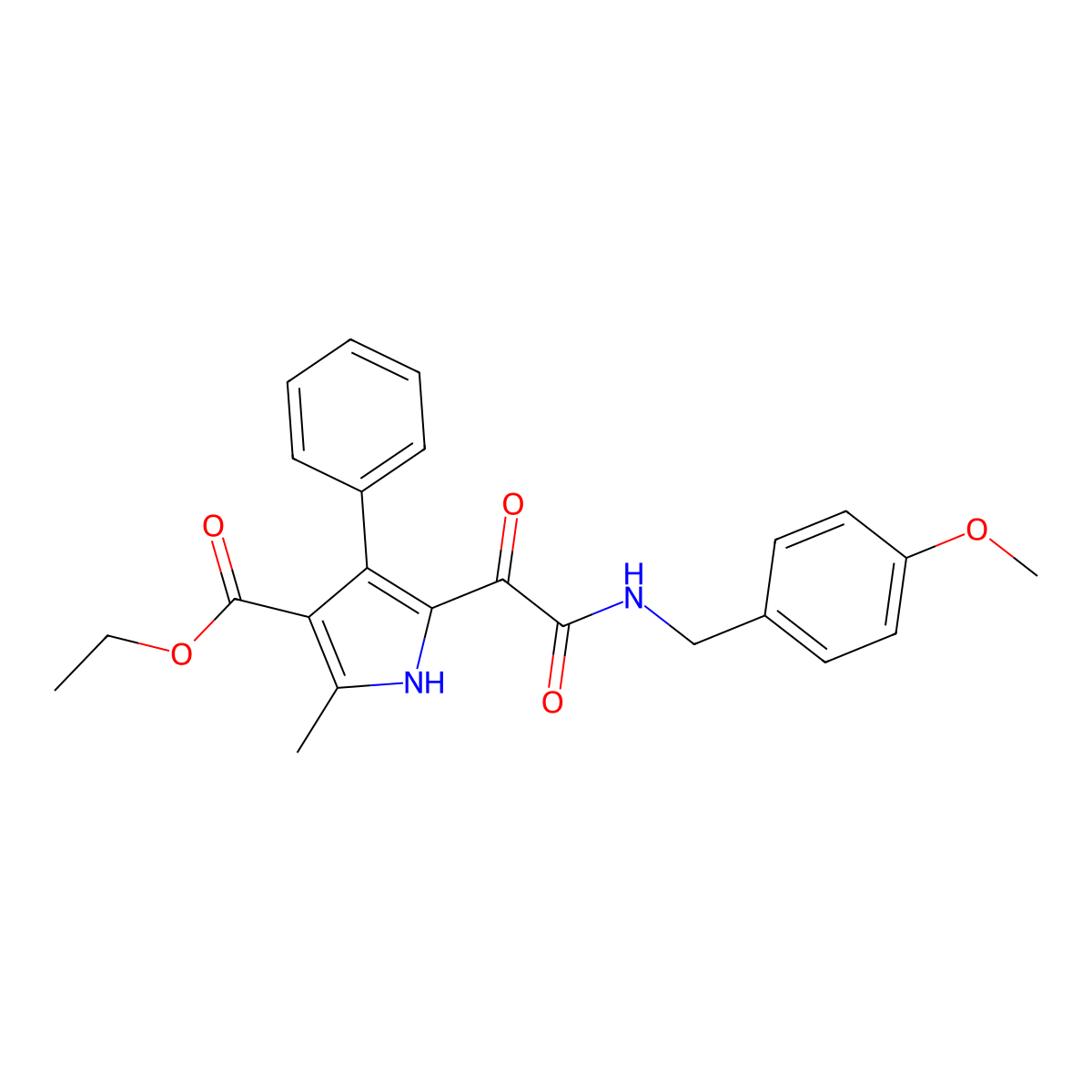 ethyl 5-({[(4-methoxyphenyl)methyl]carbamoyl}carbonyl)-2-methyl-4-phenyl-1H-pyrrole-3-carboxylate molecular structure, CAS 1004172-40-0
