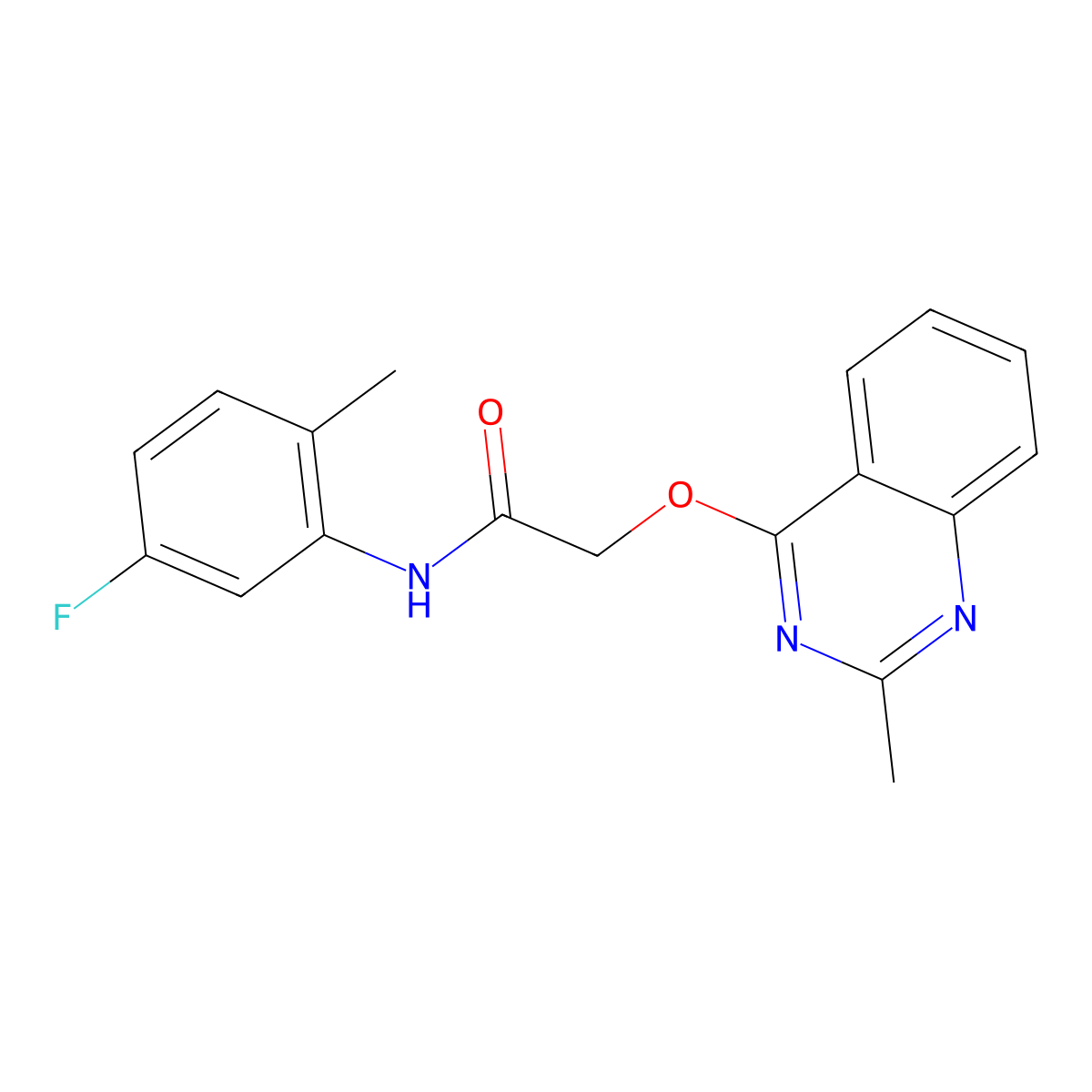 N-(5-fluoro-2-methylphenyl)-2-(2-methylquinazolin-4-yl)oxyacetamide molecular structure, CAS 1004177-25-6