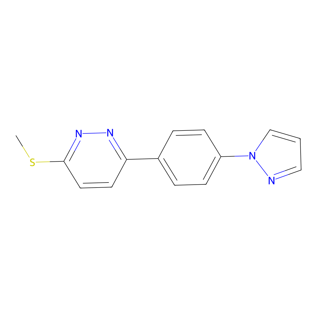3-Methylsulfanyl-6-(4-pyrazol-1-ylphenyl)pyridazine molecular structure, CAS 1004184-50-2