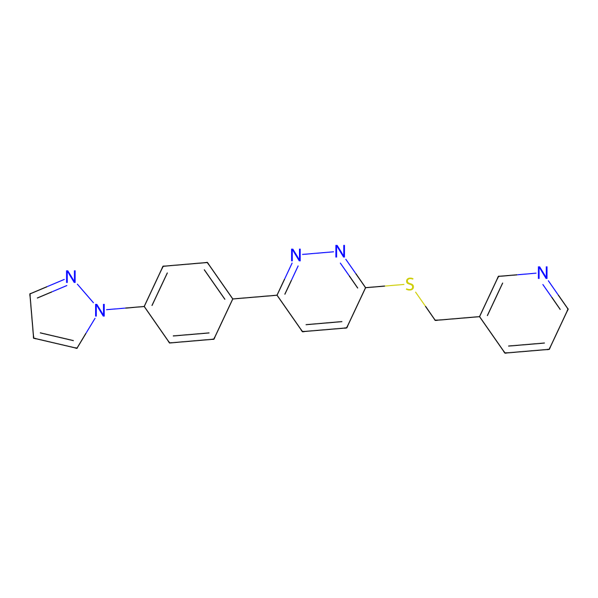 3-(4-Pyrazol-1-ylphenyl)-6-(pyridin-3-ylmethylsulfanyl)pyridazine molecular structure, CAS 1004185-86-7