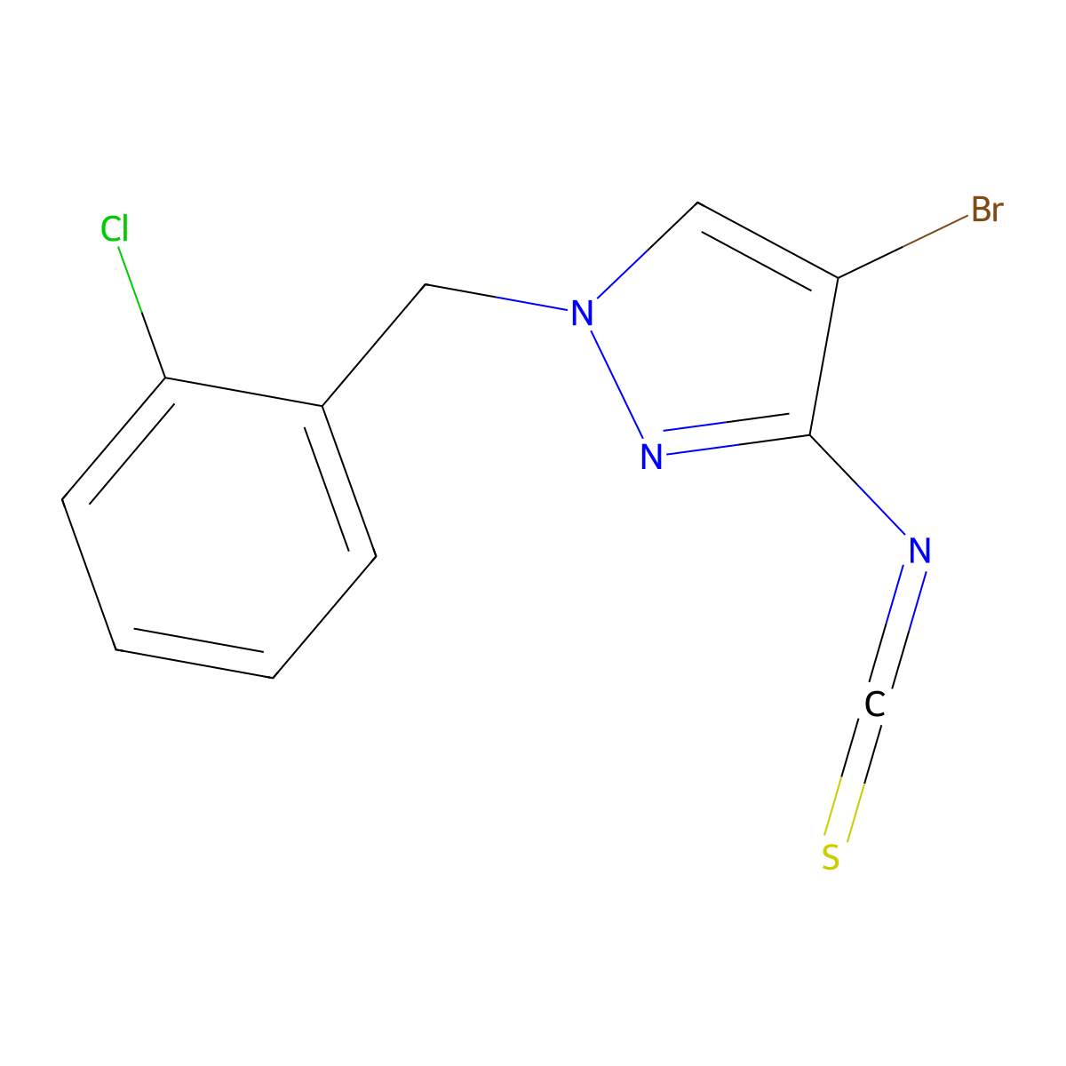 4-bromo-1-(2-chlorobenzyl)-3-isothiocyanato-1H-pyrazole molecular structure, CAS 1004192-79-3