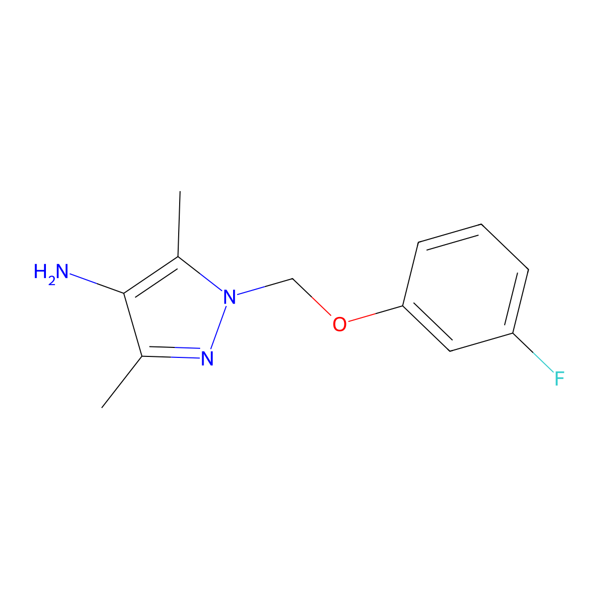 1-[(3-fluorophenoxy)methyl]-3,5-dimethyl-1H-pyrazol-4-amine molecular structure, CAS 1004192-82-8
