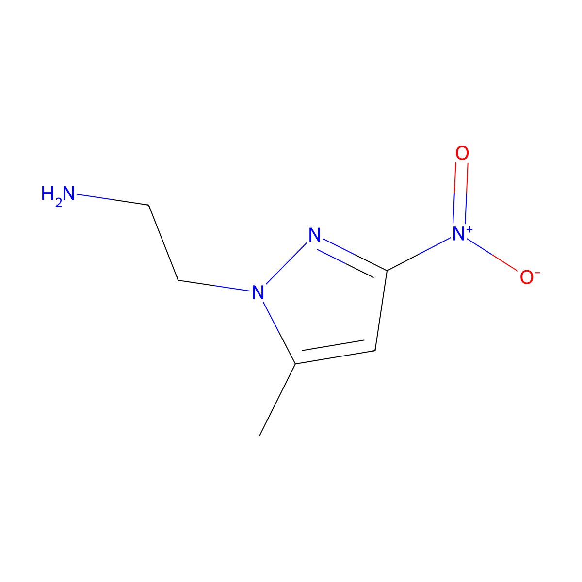 2-(5-Methyl-3-nitro-pyrazol-1-yl)-ethylamine molecular structure, CAS 1004192-84-0