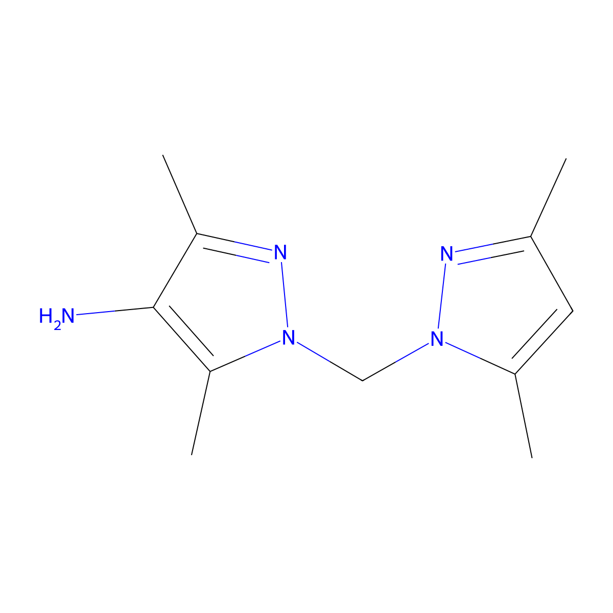 1-((3,5-Dimethyl-1H-pyrazol-1-yl)methyl)-3,5-dimethyl-1H-pyrazol-4-amine molecular structure, CAS 1004192-85-1