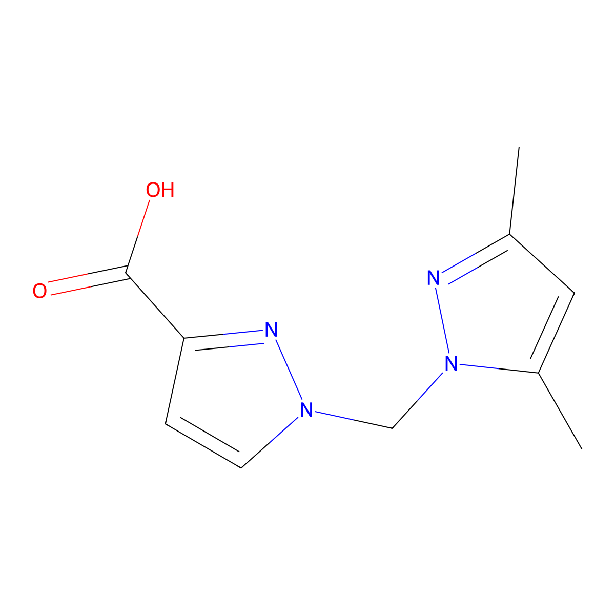1-[(3,5-dimethyl-1H-pyrazol-1-yl)methyl]-1H-pyrazole-3-carboxylic acid molecular structure, CAS 1004192-86-2