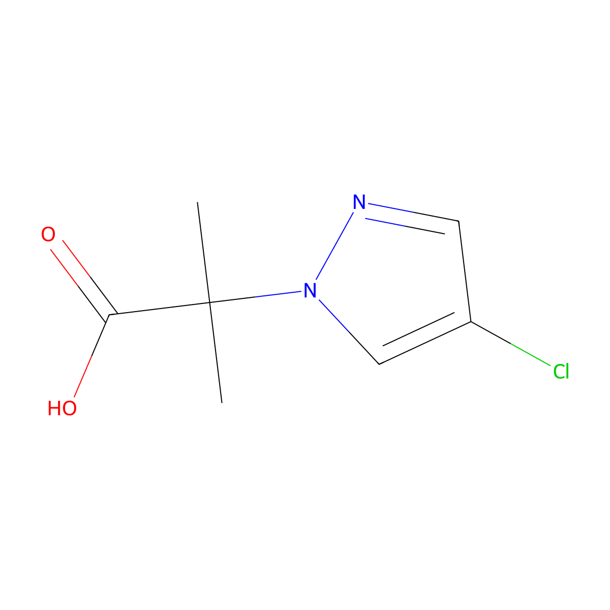 2-(4-chloro-1H-pyrazol-1-yl)-2-methylpropanoic acid molecular structure, CAS 1004192-94-2