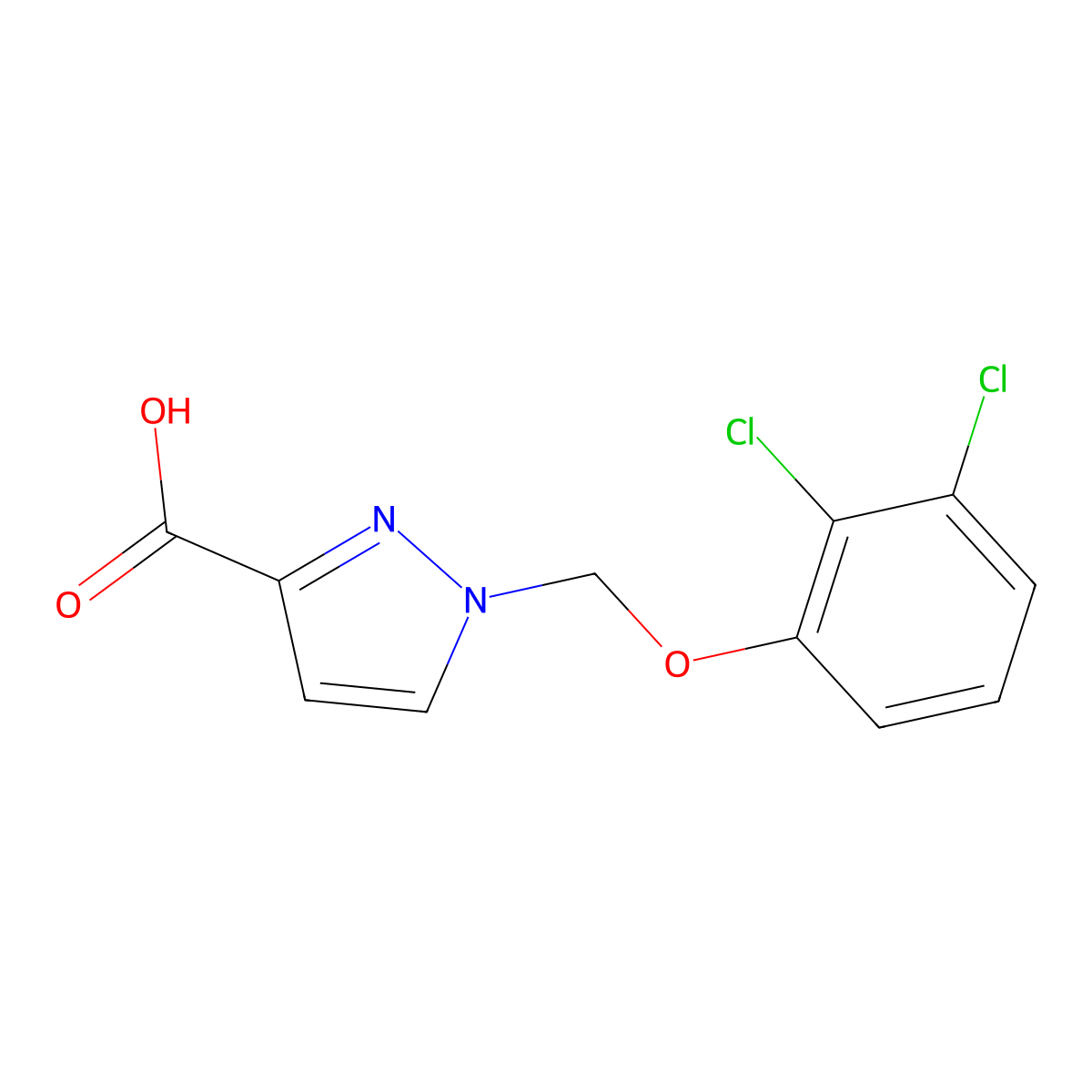 1-[(2,3-dichlorophenoxy)methyl]-1H-pyrazole-3-carboxylic acid molecular structure, CAS 1004193-01-4