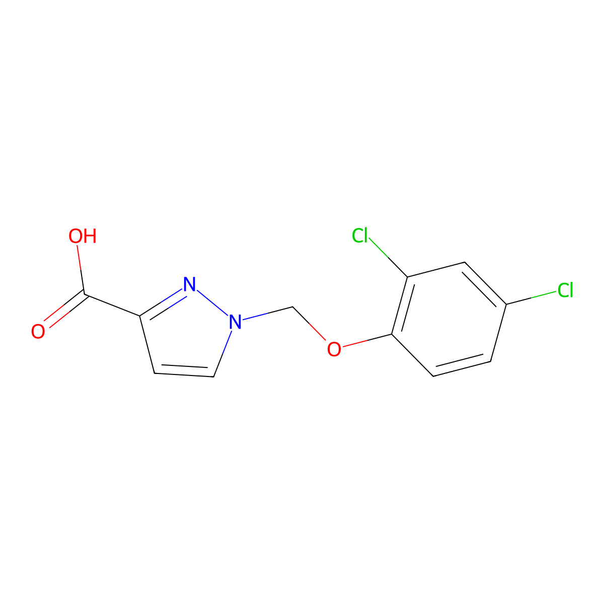 1-[(2,4-dichlorophenoxy)methyl]-1H-pyrazole-3-carboxylic acid molecular structure, CAS 1004193-04-7