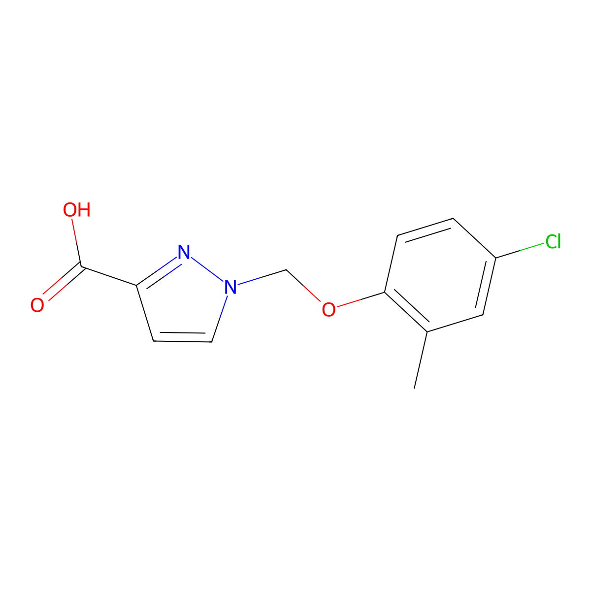 1-((4-Chloro-2-methylphenoxy)methyl)-1H-pyrazole-3-carboxylic acid molecular structure, CAS 1004193-09-2