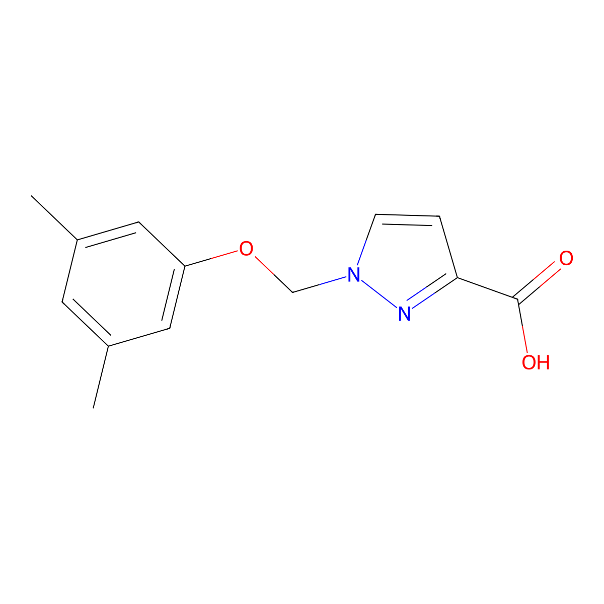 1-[(3,5-Dimethylphenoxy)methyl]-1H-pyrazole-3-carboxylic acid molecular structure, CAS 1004193-21-8
