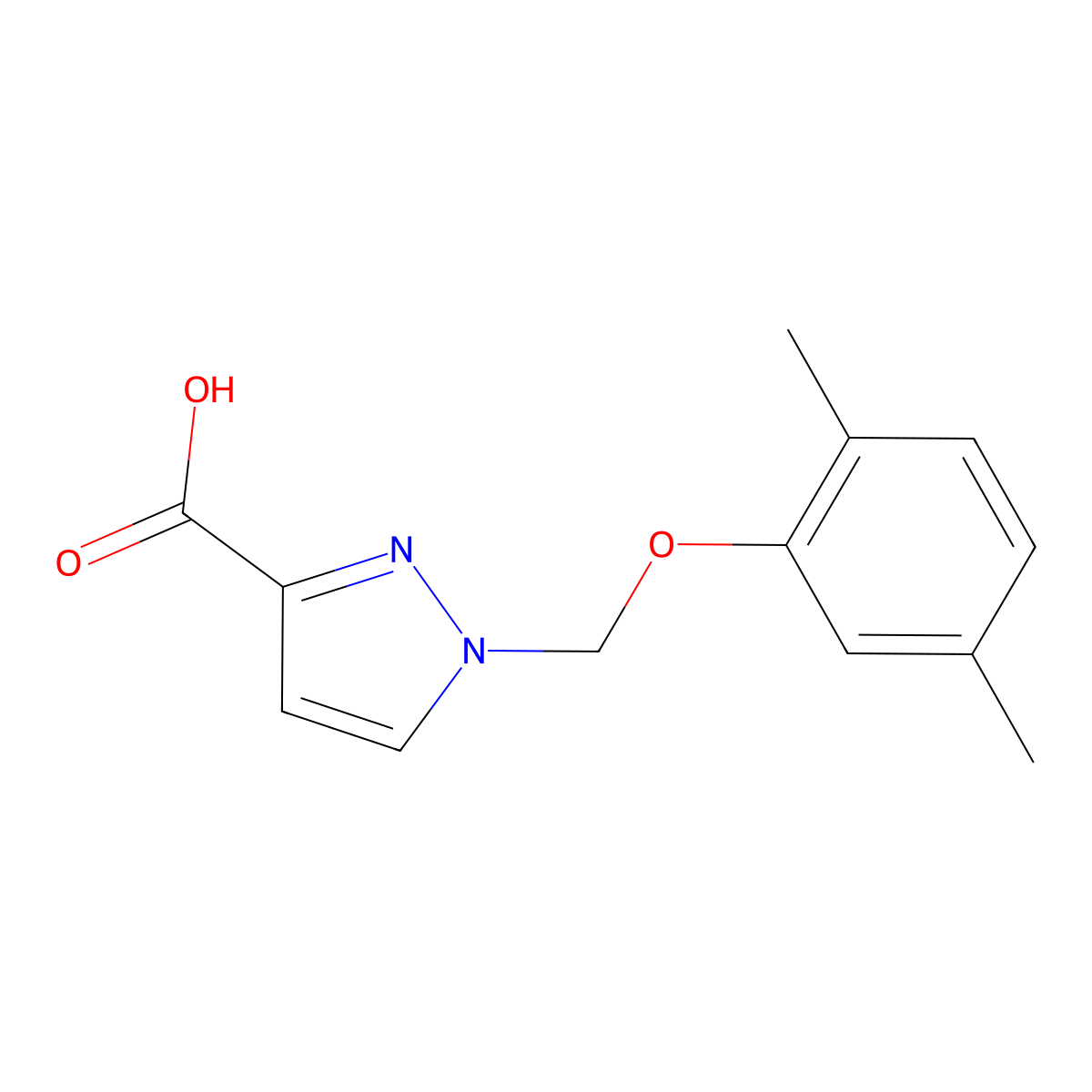 1-[(2,5-dimethylphenoxy)methyl]-1H-pyrazole-3-carboxylic acid molecular structure, CAS 1004193-23-0