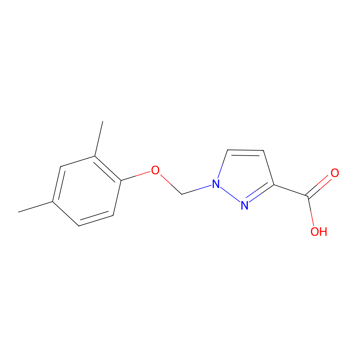 1-(2,4-dimethylphenoxymethyl)-1H-pyrazole-3-carboxylic acid molecular structure, CAS 1004193-25-2