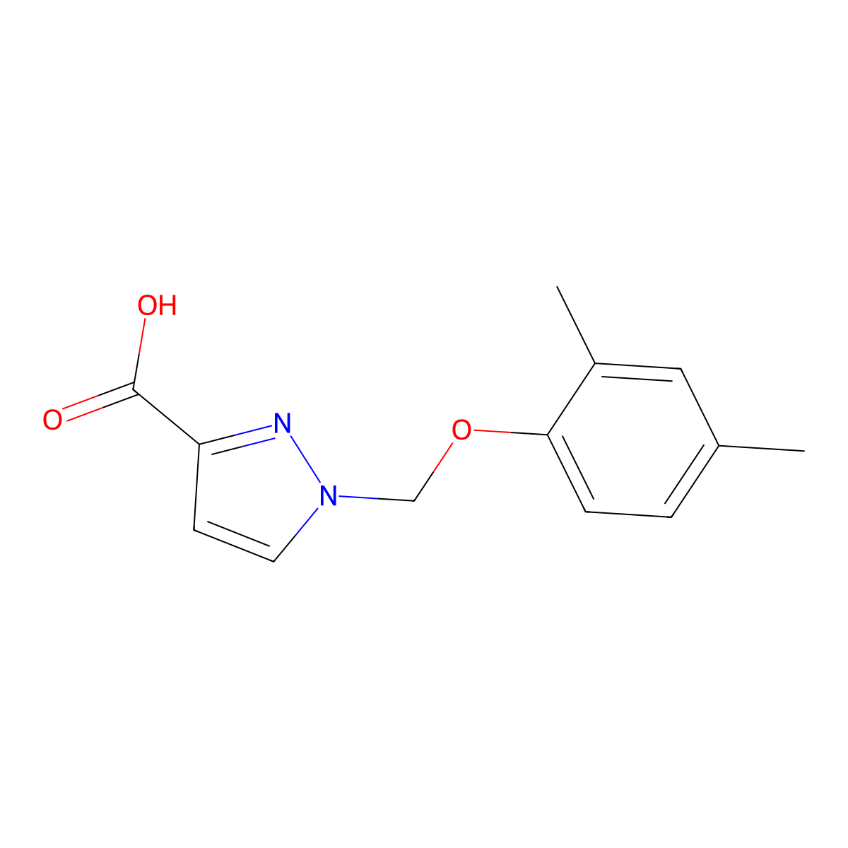 1-(2,4-dimethylphenoxymethyl)-1H-pyrazole-3-carboxylic acid molecular structure, CAS 1004193-25-2