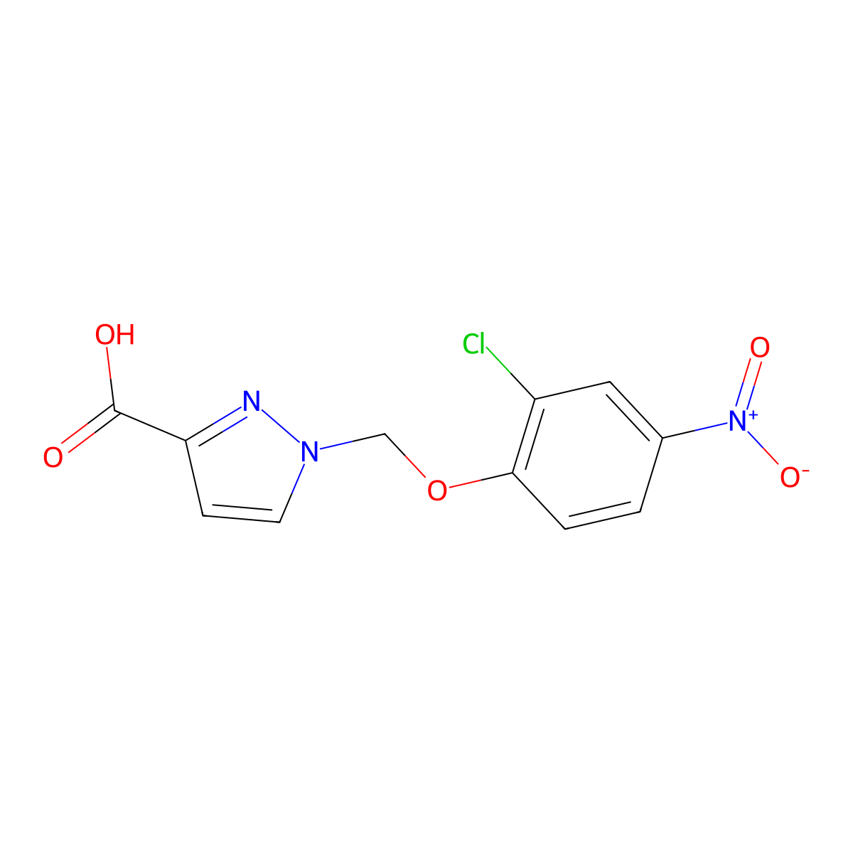 1-[(2-chloro-4-nitrophenoxy)methyl]-1H-pyrazole-3-carboxylic acid molecular structure, CAS 1004193-30-9