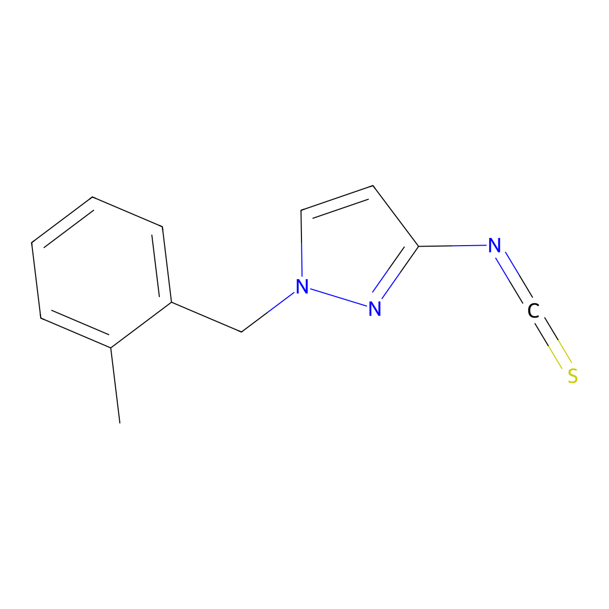 3-Isothiocyanato-1-(2-methyl-benzyl)-1H-pyrazole molecular structure, CAS 1004193-32-1