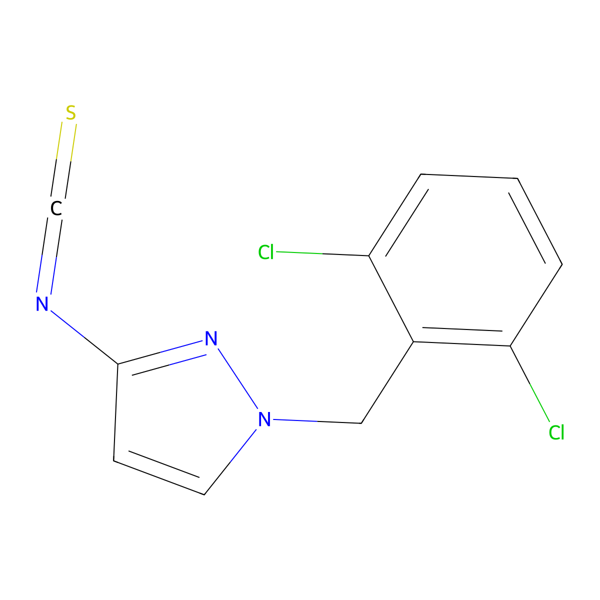 1-(2,6-Dichloro-benzyl)-3-isothiocyanato-1H-pyrazole molecular structure, CAS 1004193-34-3