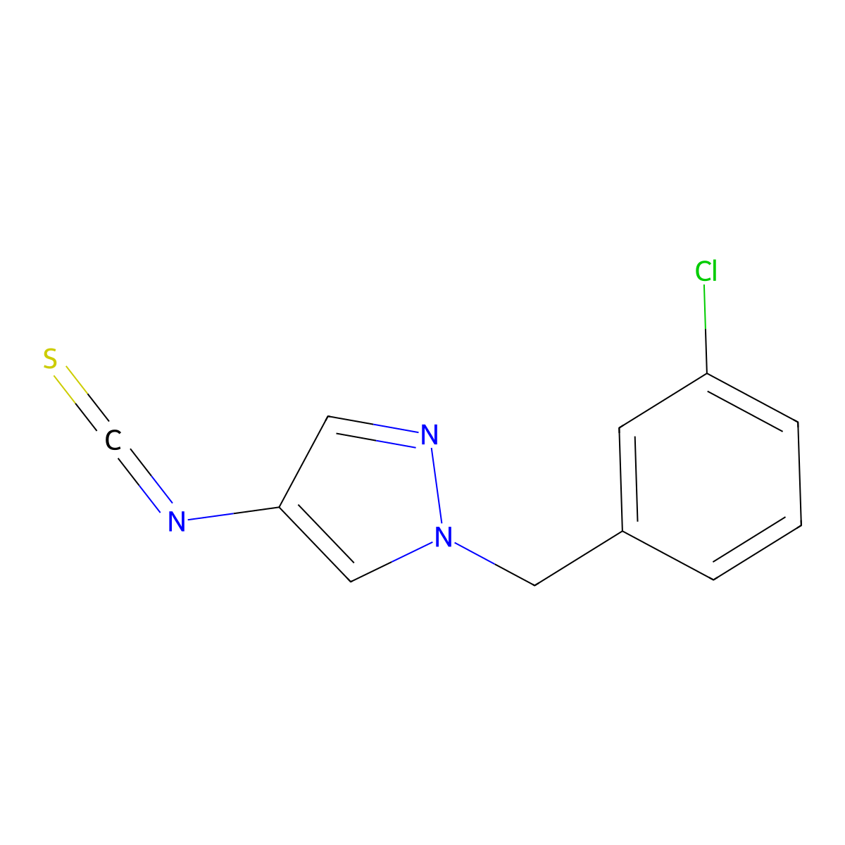 1-(3-Chloro-benzyl)-4-isothiocyanato-1H-pyrazole molecular structure, CAS 1004193-35-4