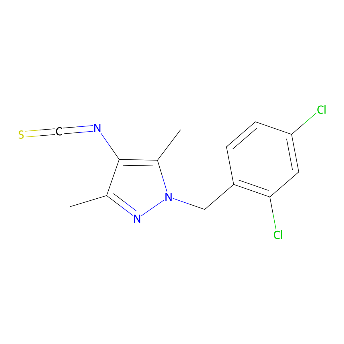 1-(2,4-Dichloro-benzyl)-4-isothiocyanato-3,5-dimethyl-1H-pyrazole molecular structure, CAS 1004193-43-4