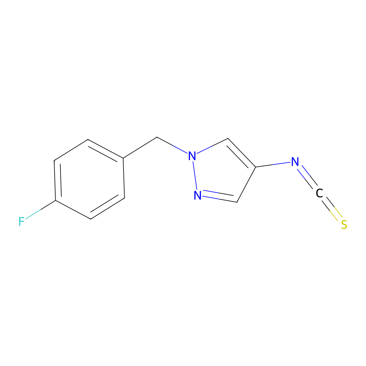 1-(4-Fluoro-benzyl)-4-isothiocyanato-1H-pyrazole molecular structure, CAS 1004193-48-9