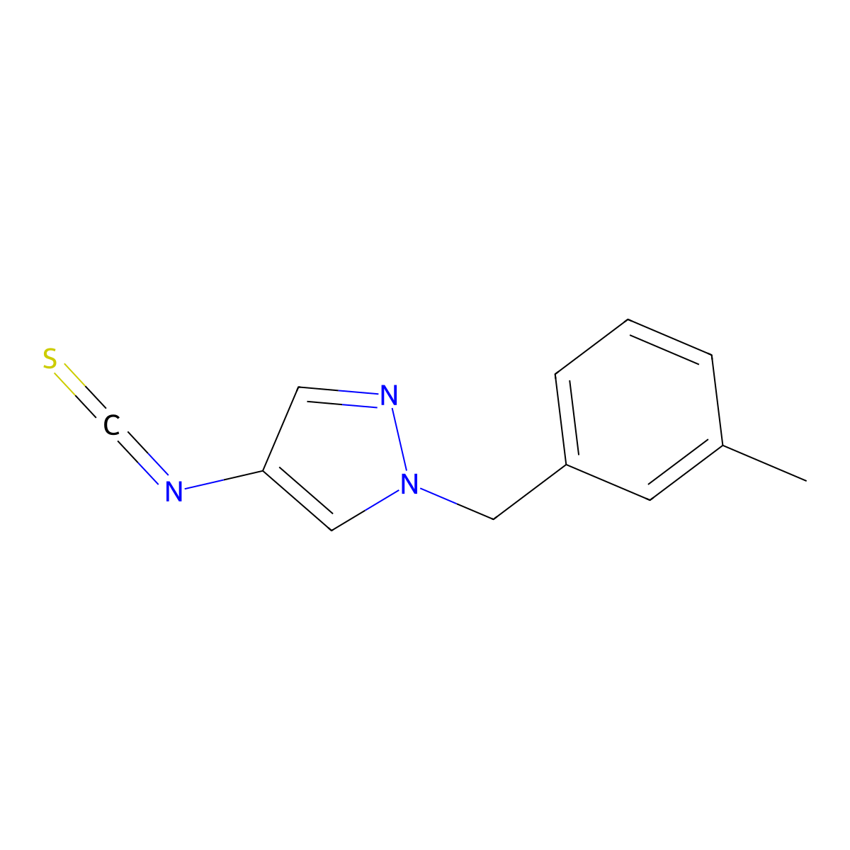 4-Isothiocyanato-1-(3-methyl-benzyl)-1H-pyrazole molecular structure, CAS 1004193-51-4