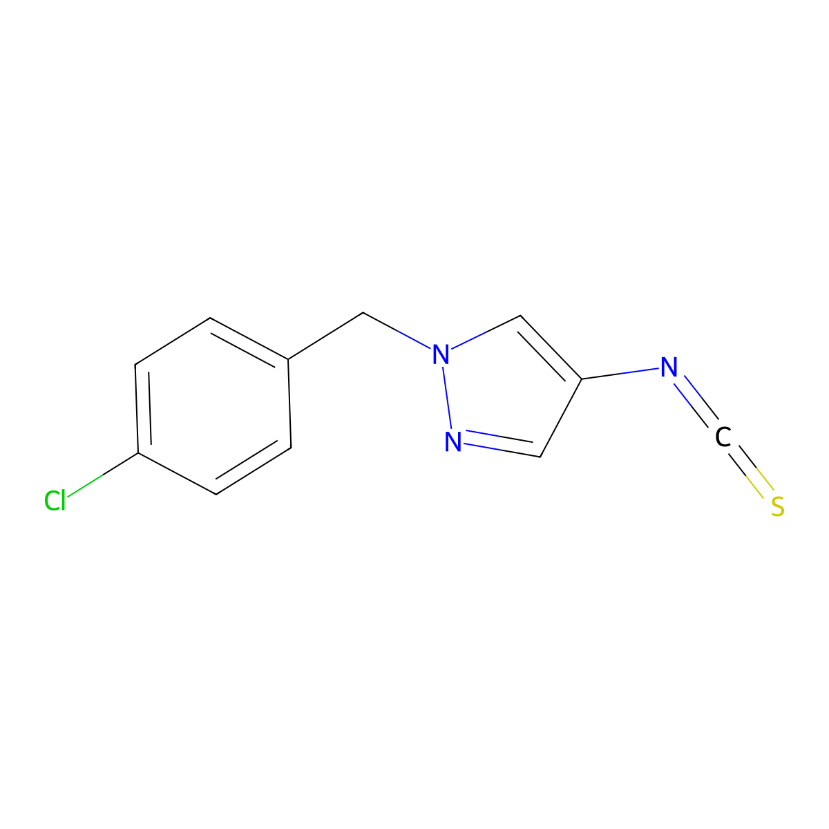 1-(4-Chloro-benzyl)-4-isothiocyanato-1H-pyrazole molecular structure, CAS 1004193-52-5