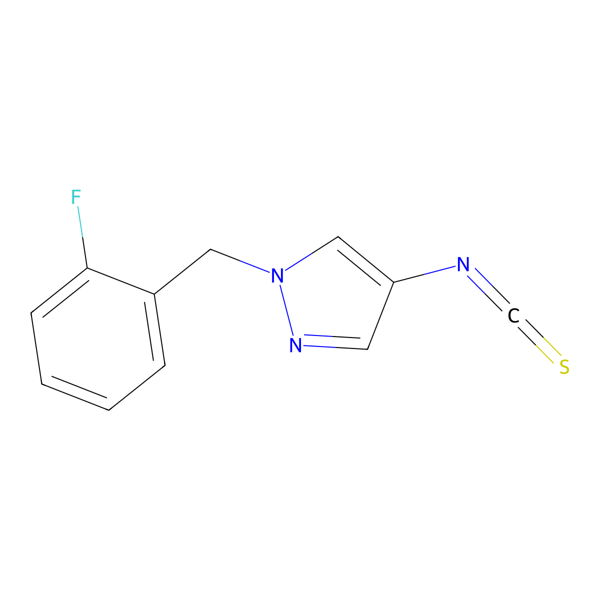 1-(2-Fluoro-benzyl)-4-isothiocyanato-1H-pyrazole molecular structure, CAS 1004193-54-7
