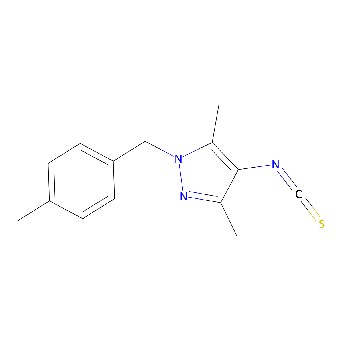 4-Isothiocyanato-3,5-dimethyl-1-(4-methyl-benzyl)-1H-pyrazole molecular structure, CAS 1004193-56-9