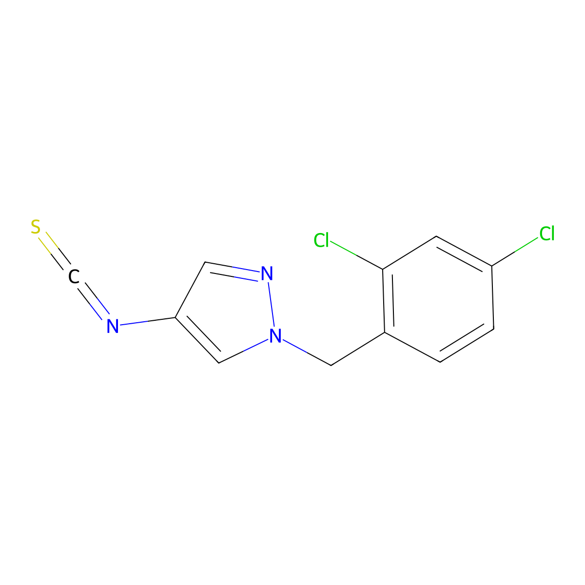 1-(2,4-Dichloro-benzyl)-4-isothiocyanato-1H-pyrazole molecular structure, CAS 1004193-57-0