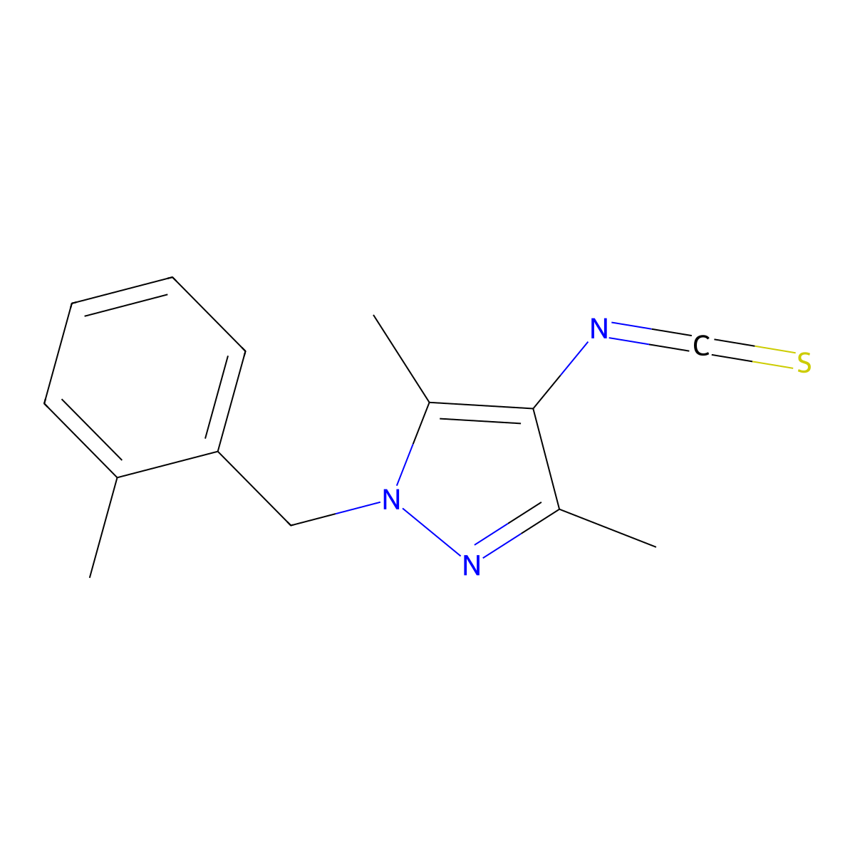4-Isothiocyanato-3,5-dimethyl-1-(2-methyl-benzyl)-1H-pyrazole molecular structure, CAS 1004193-68-3