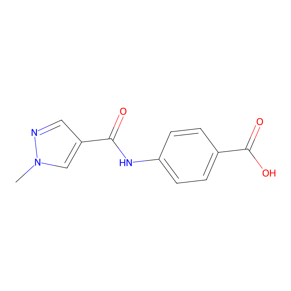 4-{[(1-methyl-1H-pyrazol-4-yl)carbonyl]amino}benzoic acid molecular structure, CAS 1004193-71-8