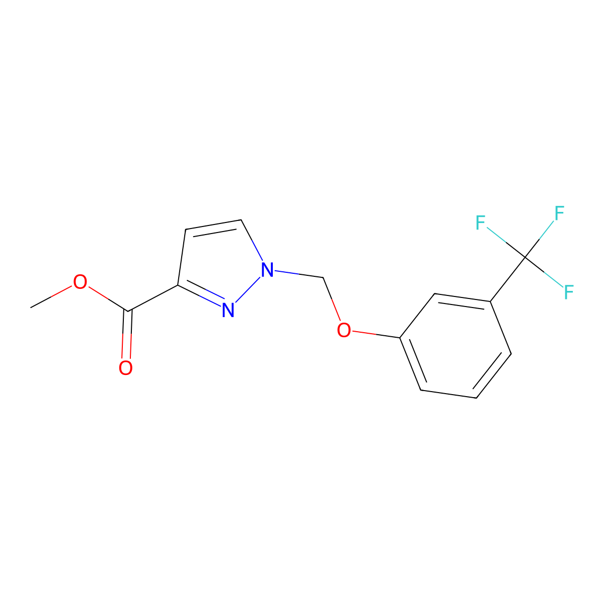 methyl 1-{[3-(trifluoromethyl)phenoxy]methyl}-1H-pyrazole-3-carboxylate molecular structure, CAS 1004193-78-5