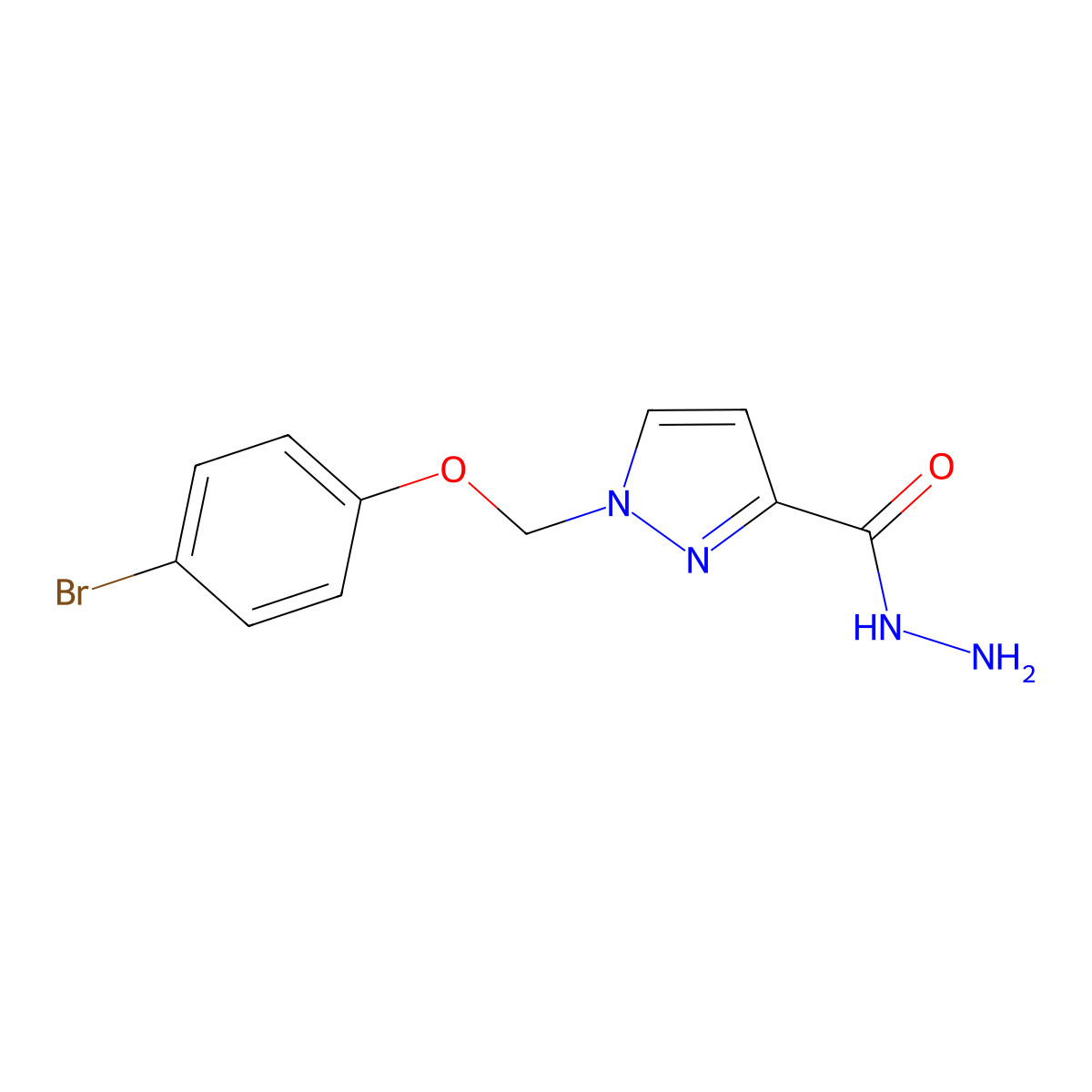 1-((4-Bromophenoxy)methyl)-1H-pyrazole-3-carbohydrazide molecular structure, CAS 1004193-80-9