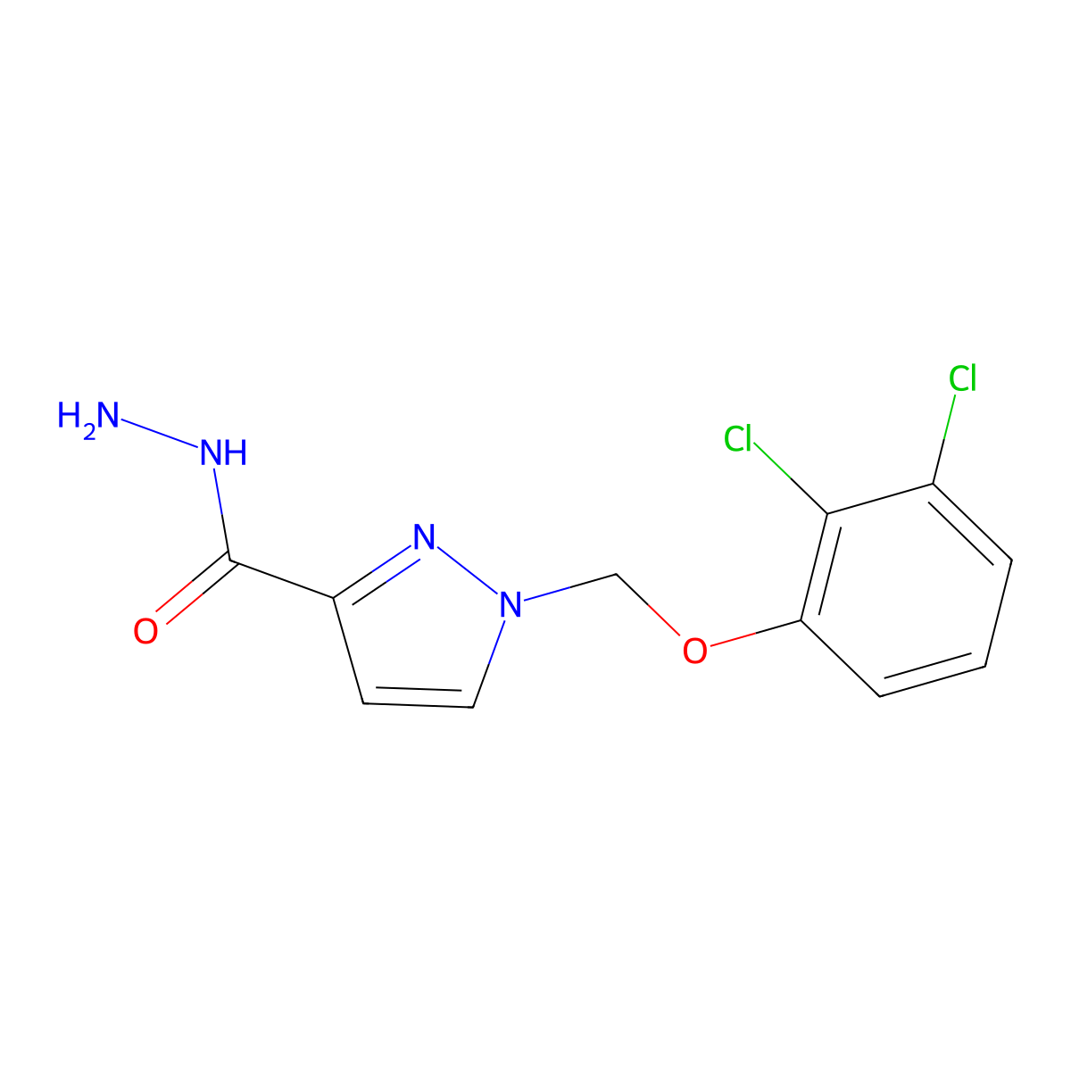1-((2,3-Dichlorophenoxy)methyl)-1H-pyrazole-3-carbohydrazide molecular structure, CAS 1004193-84-3