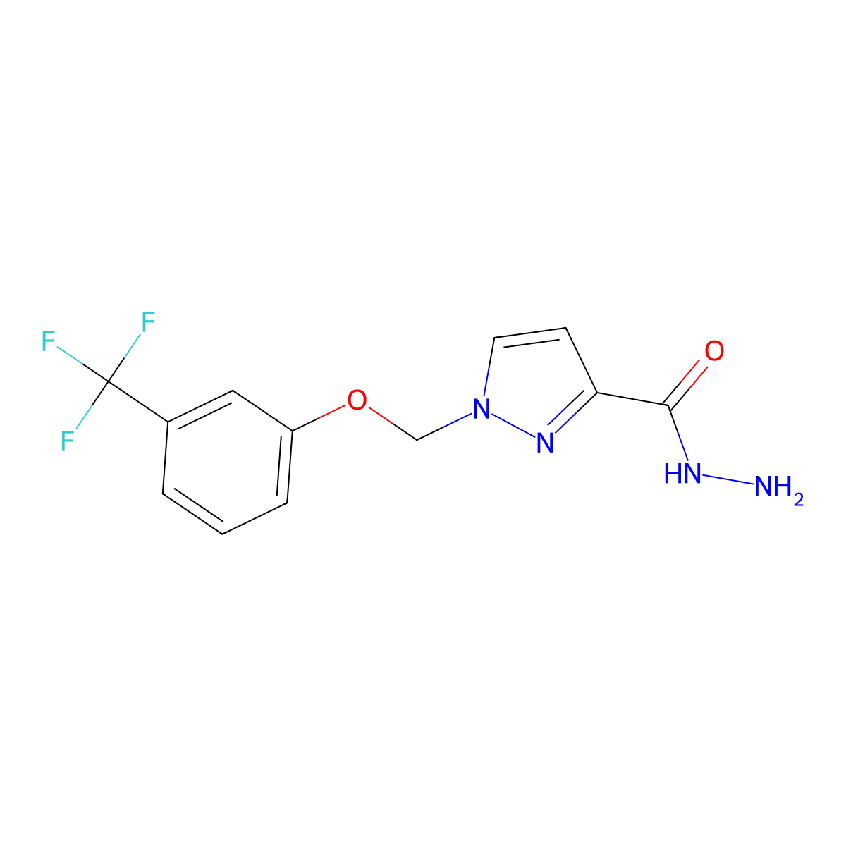 1-{[3-(trifluoromethyl)phenoxy]methyl}-1H-pyrazole-3-carbohydrazide molecular structure, CAS 1004193-88-7
