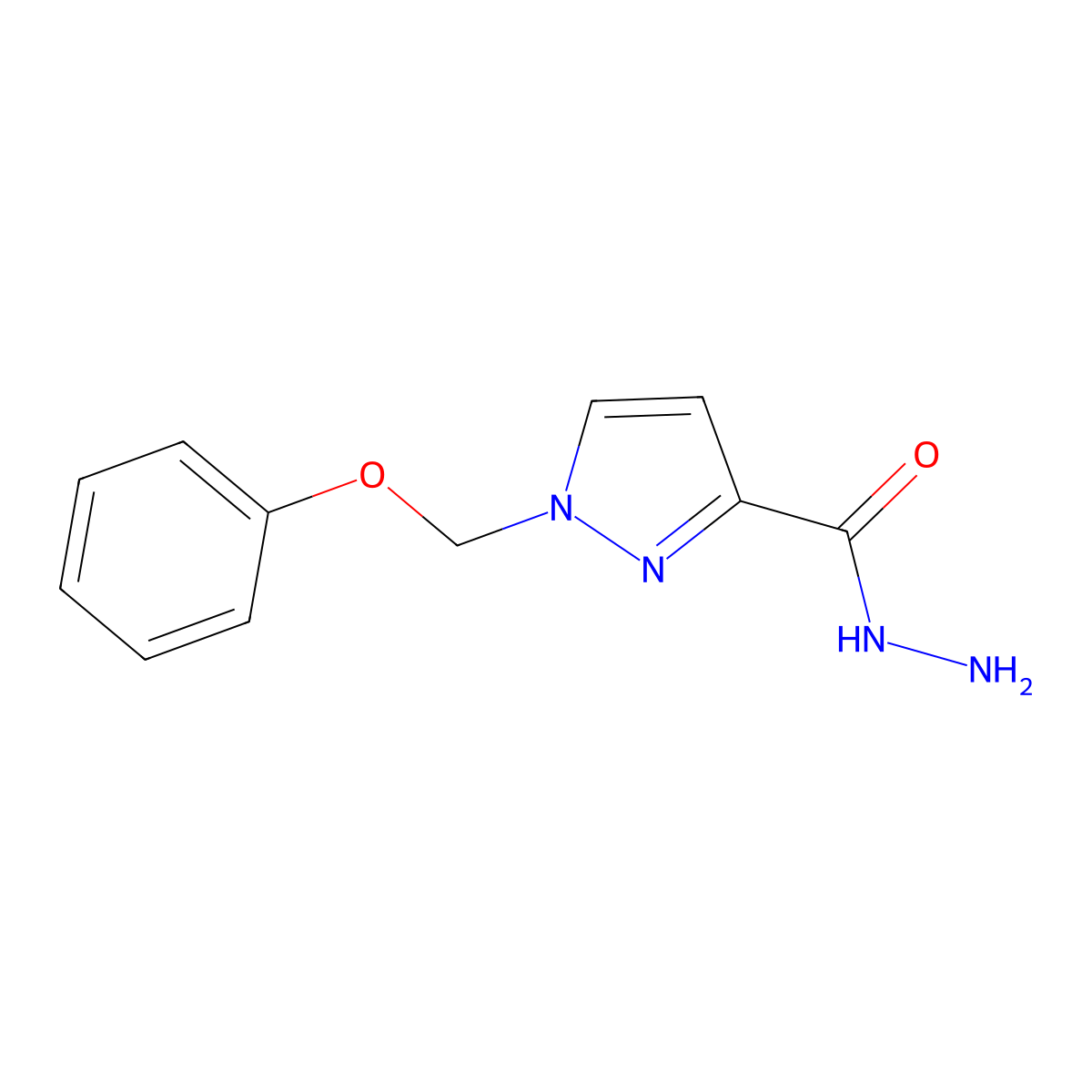 1-(phenoxymethyl)-1H-pyrazole-3-carbohydrazide molecular structure, CAS 1004193-90-1