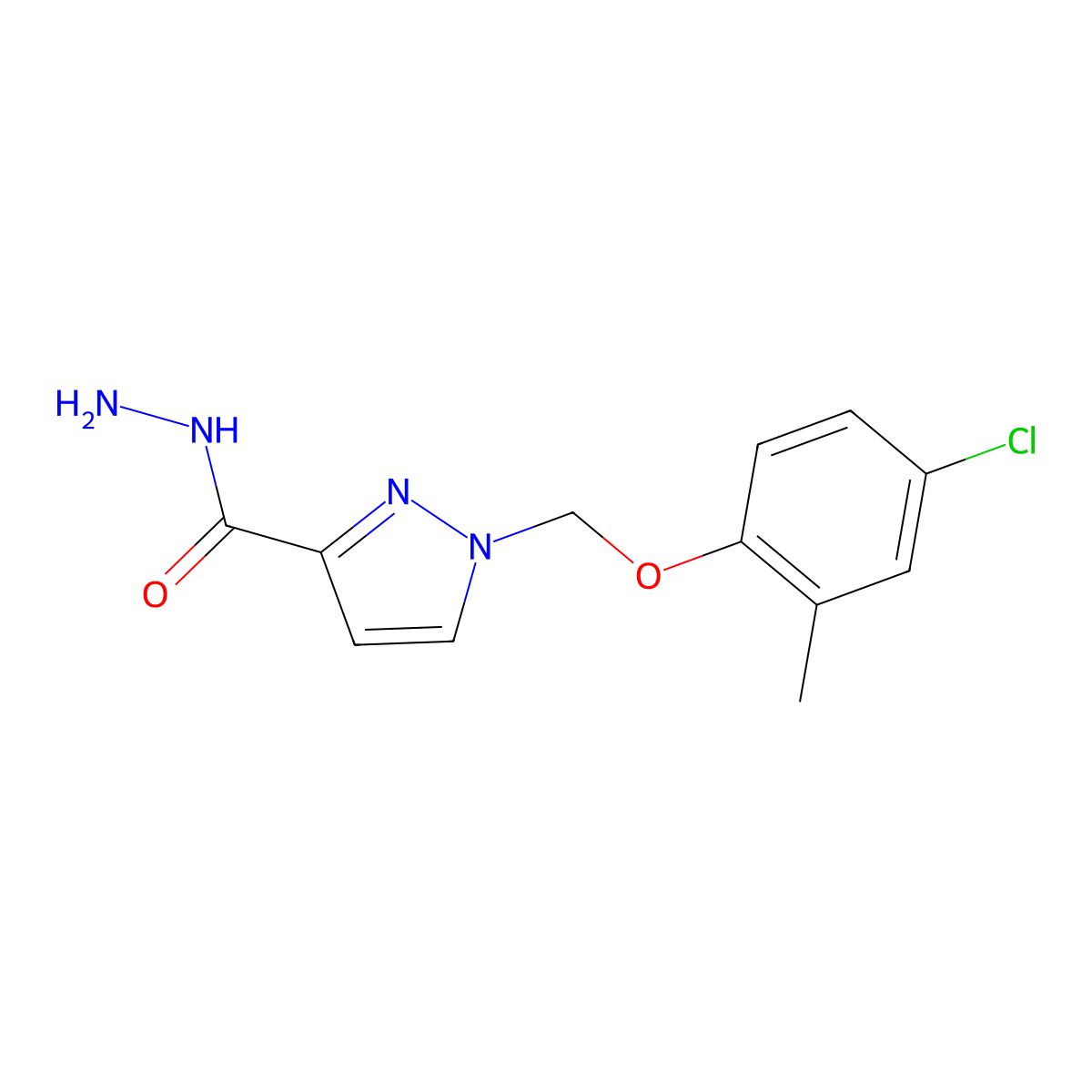 1-((4-Chloro-2-methylphenoxy)methyl)-1H-pyrazole-3-carbohydrazide molecular structure, CAS 1004194-00-6