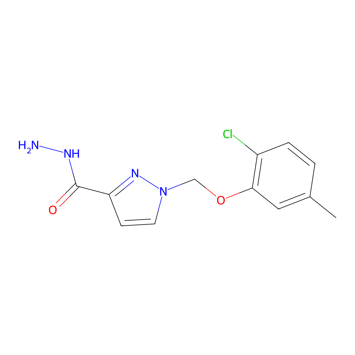 1-((2-Chloro-5-methylphenoxy)methyl)-1H-pyrazole-3-carbohydrazide molecular structure, CAS 1004194-01-7
