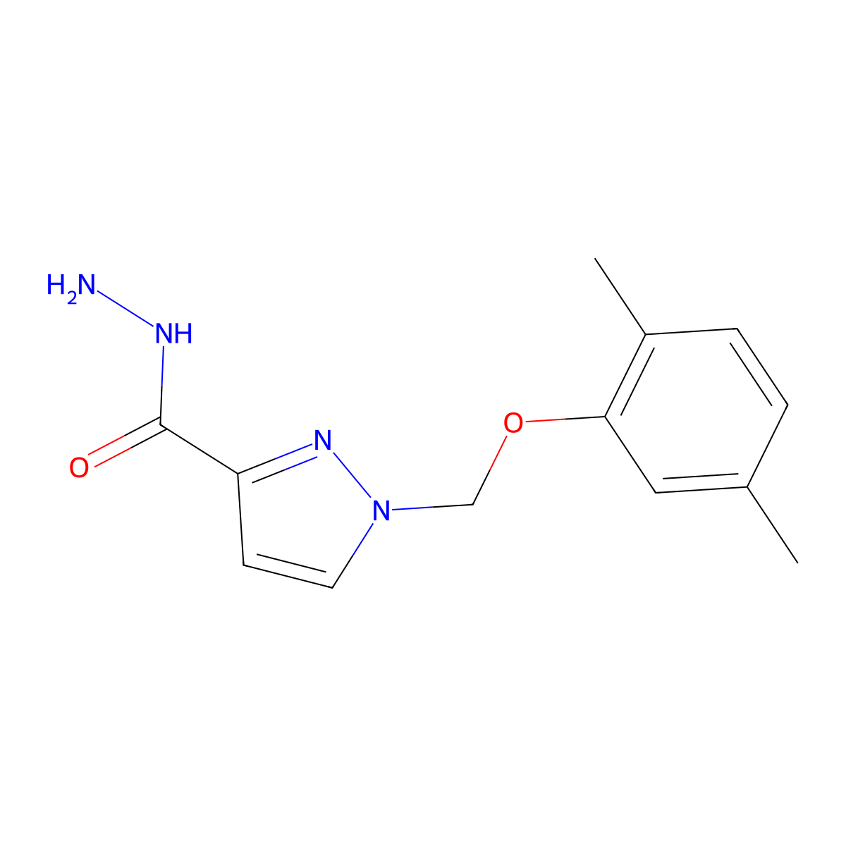 1-((2,5-Dimethylphenoxy)methyl)-1H-pyrazole-3-carbohydrazide molecular structure, CAS 1004194-14-2