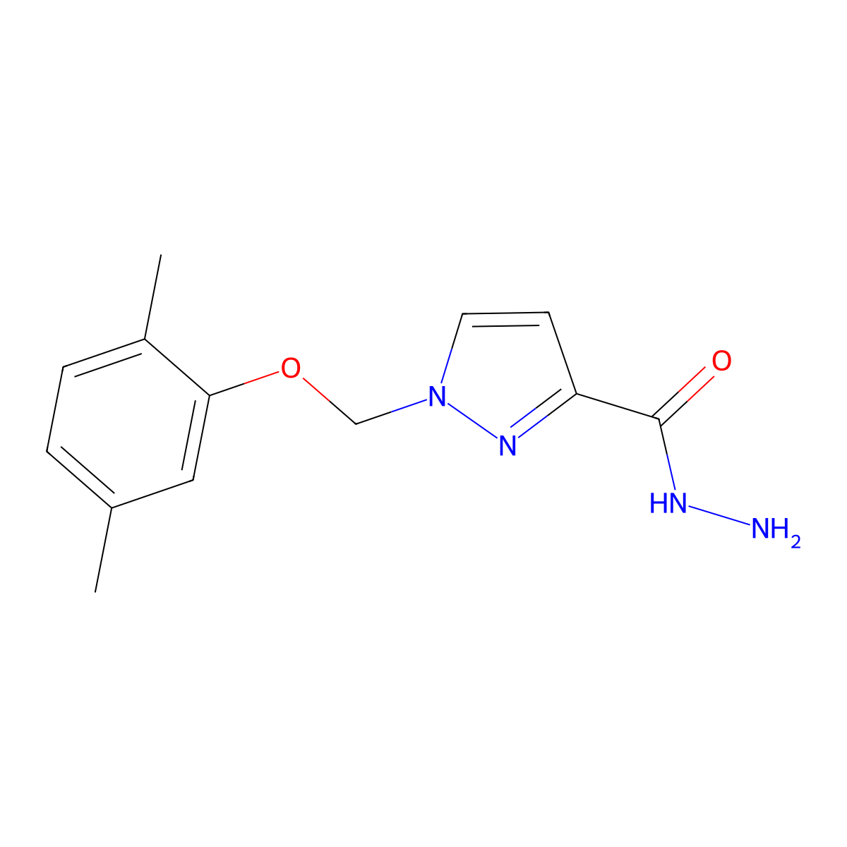 1-((2,5-Dimethylphenoxy)methyl)-1H-pyrazole-3-carbohydrazide molecular structure, CAS 1004194-14-2