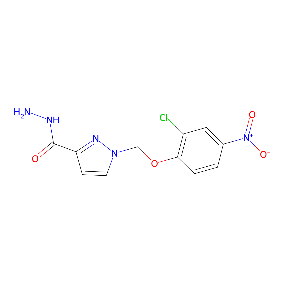1-((2-Chloro-4-nitrophenoxy)methyl)-1H-pyrazole-3-carbohydrazide molecular structure, CAS 1004194-19-7