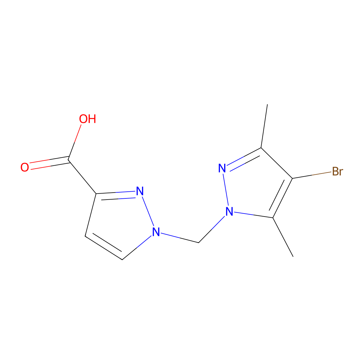 1-[(4-bromo-3,5-dimethyl-1H-pyrazol-1-yl)methyl]-1H-pyrazole-3-carboxylic acid molecular structure, CAS 1004194-36-8
