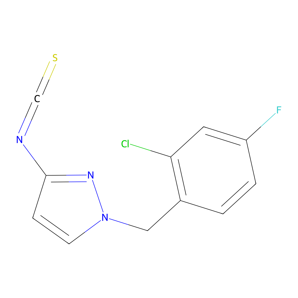 1-(2-Chloro-4-fluoro-benzyl)-3-isothiocyanato-1H-pyrazole molecular structure, CAS 1004194-41-5