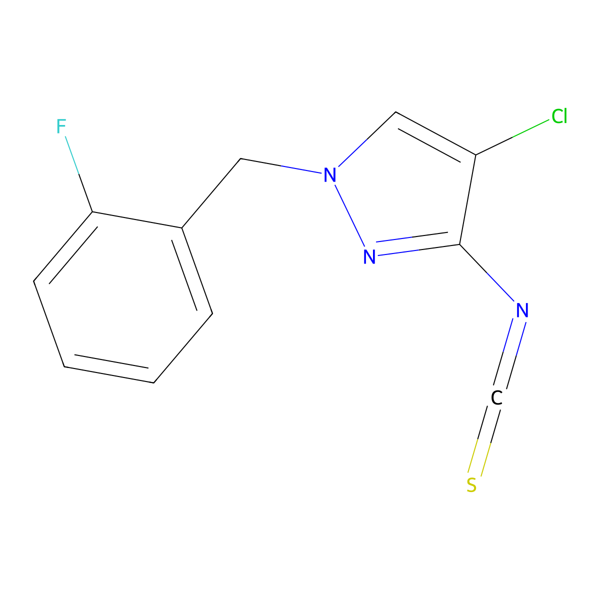 4-Chloro-1-(2-fluoro-benzyl)-3-isothiocyanato-1H-pyrazole molecular structure, CAS 1004194-50-6